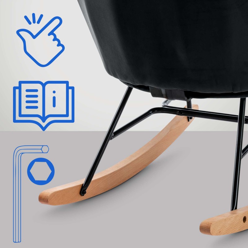 mecedora de terciopelo Sanka negro