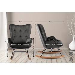 mecedora de terciopelo Sanka gris oscuro