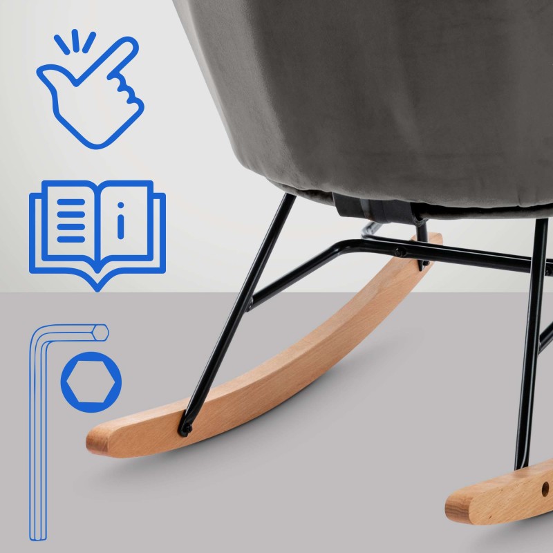 mecedora de terciopelo Sanka gris oscuro