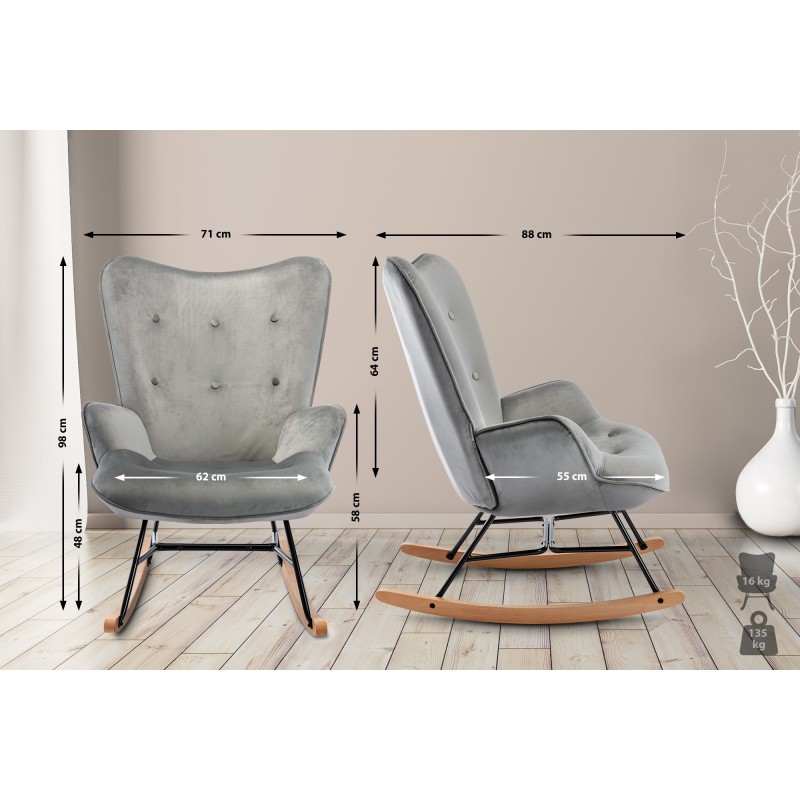 mecedora de terciopelo Sanka gris