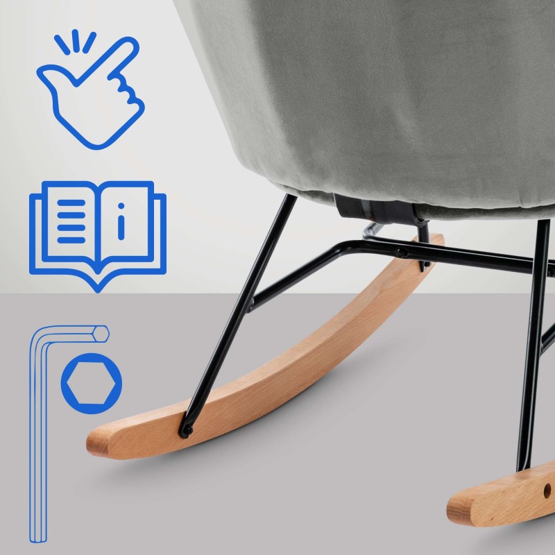 mecedora de terciopelo Sanka gris