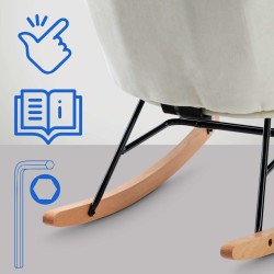 mecedora de terciopelo Sanka crema