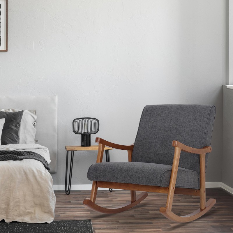 Mecedora Morelia en tela de nogal gris claro