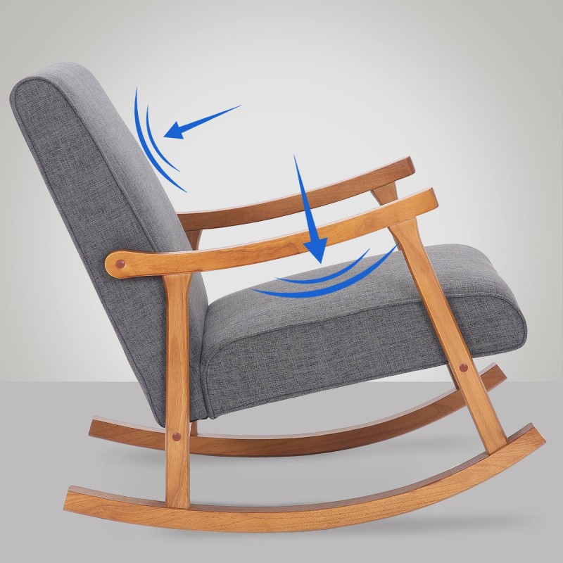 Mecedora Morelia en tela de nogal gris claro