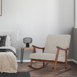 Mecedora Morelia en tela de nogal crema
