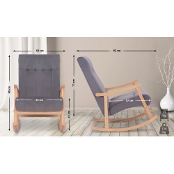 Silla mecedora de terciopelo de Saltillo natural/gris