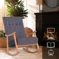 Silla mecedora de terciopelo de Saltillo natural/gris