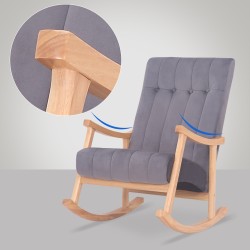 Silla mecedora de terciopelo de Saltillo natural/gris