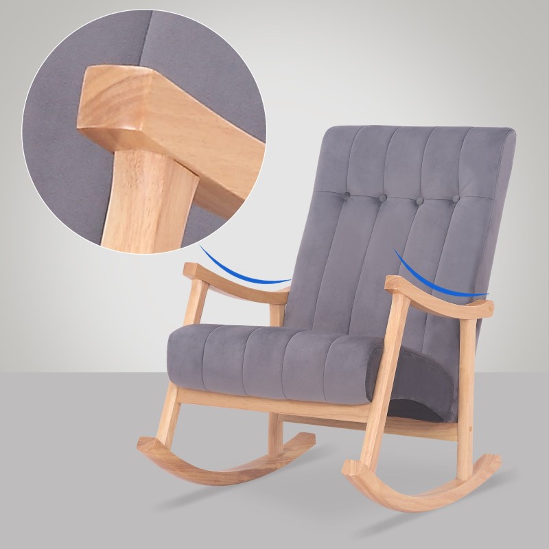 Silla mecedora de terciopelo de Saltillo natural/gris