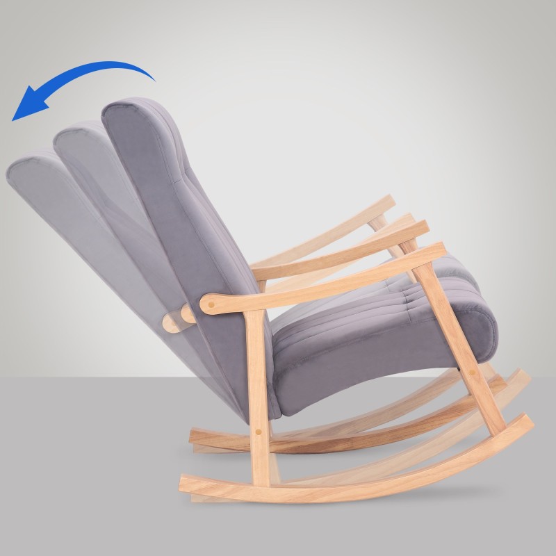 Silla mecedora de terciopelo de Saltillo natural/gris