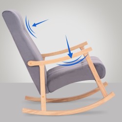 Silla mecedora de terciopelo de Saltillo natural/gris