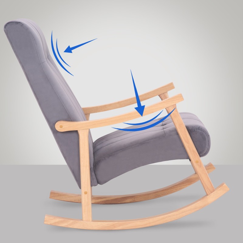 Silla mecedora de terciopelo de Saltillo natural/gris