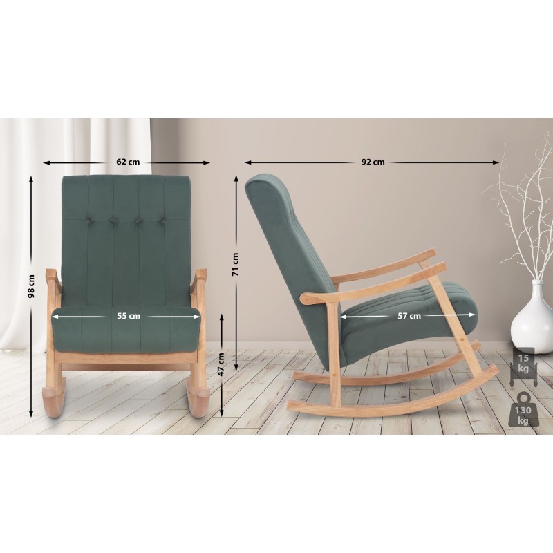 Silla mecedora de terciopelo de Saltillo naturaleza/verde