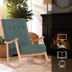 Silla mecedora de terciopelo de Saltillo naturaleza/verde