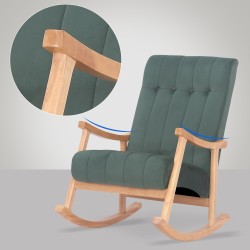 Silla mecedora de terciopelo de Saltillo naturaleza/verde