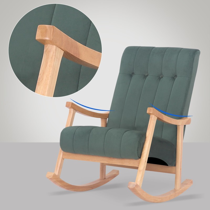 Silla mecedora de terciopelo de Saltillo naturaleza/verde