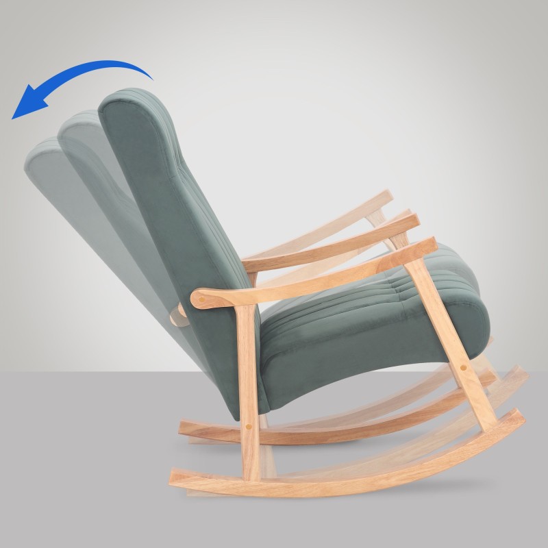 Silla mecedora de terciopelo de Saltillo naturaleza/verde