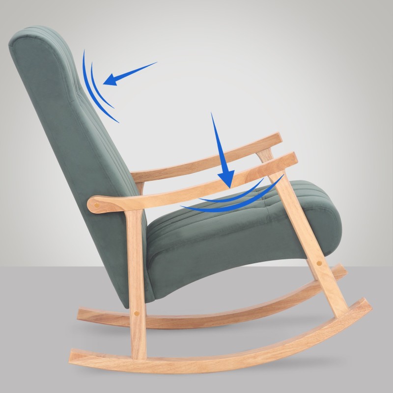 Silla mecedora de terciopelo de Saltillo naturaleza/verde