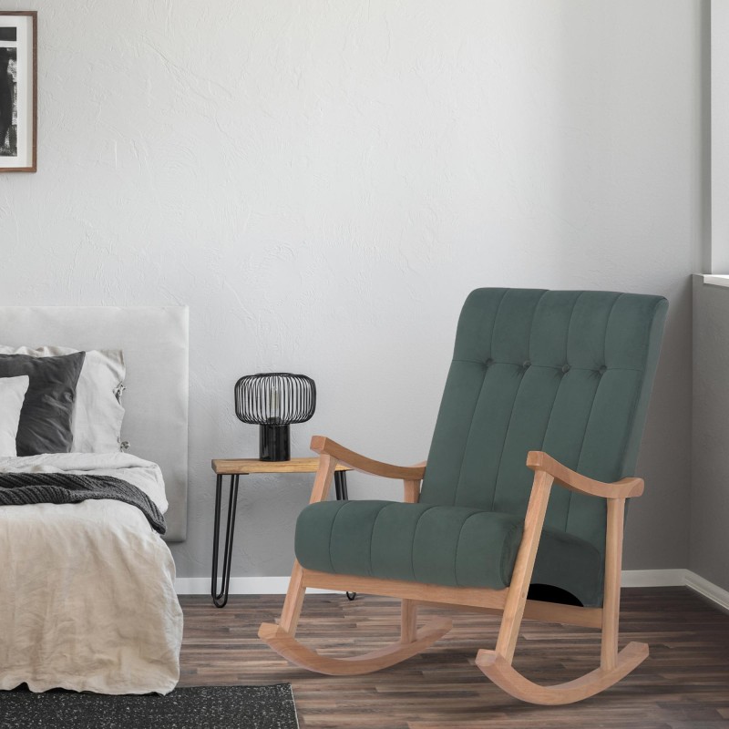 Silla mecedora de terciopelo de Saltillo naturaleza/verde