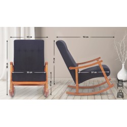 Silla mecedora de terciopelo de Saltillo nogal/negro