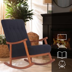 Silla mecedora de terciopelo de Saltillo nogal/negro