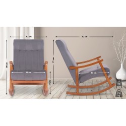 Silla mecedora de terciopelo de Saltillo nogal/gris