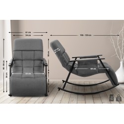 Silla mecedora de tela Cathy gris oscuro