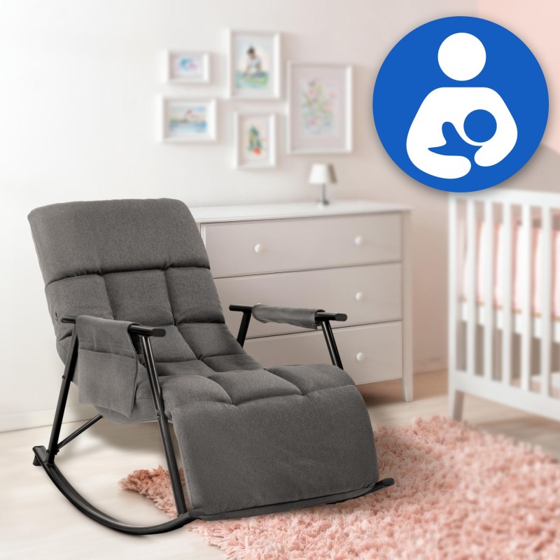 Silla mecedora de tela Cathy gris oscuro