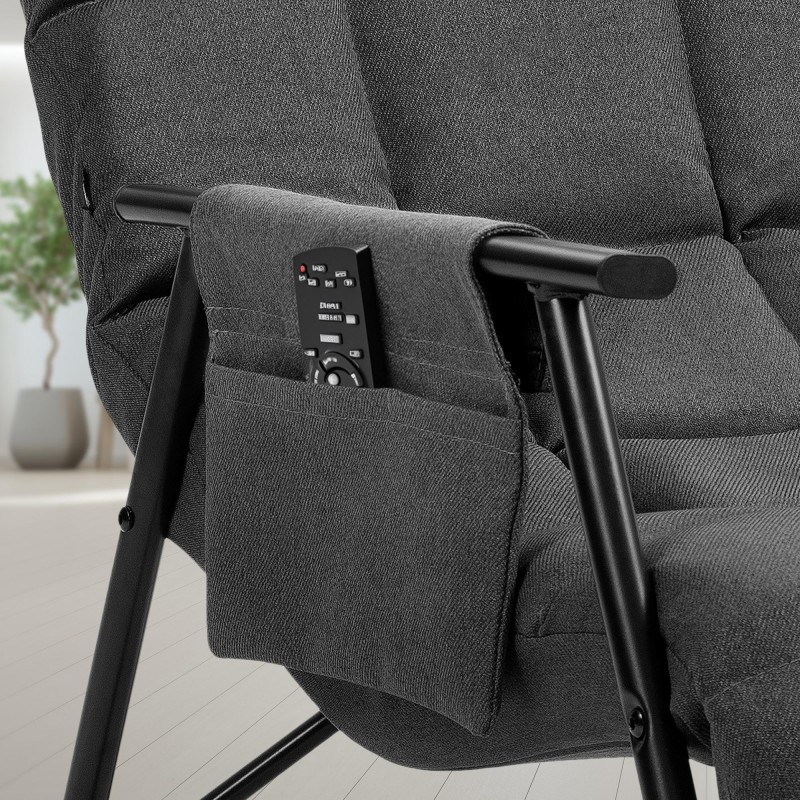 Silla mecedora de tela Cathy gris oscuro