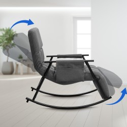 Silla mecedora de tela Cathy gris oscuro