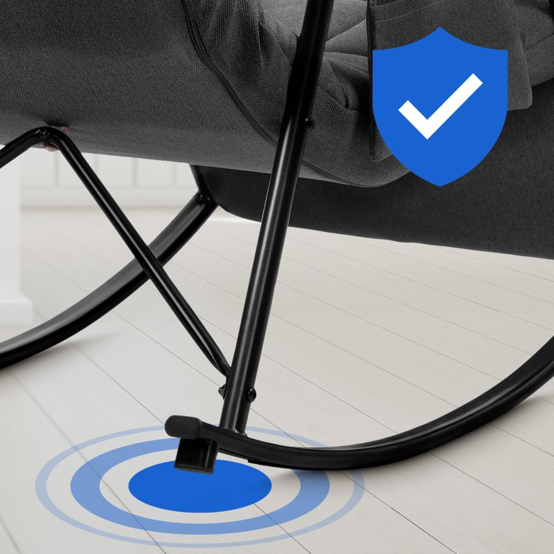 Silla mecedora de tela Cathy gris oscuro