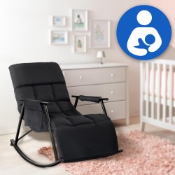 Silla mecedora de tela Cathy negro