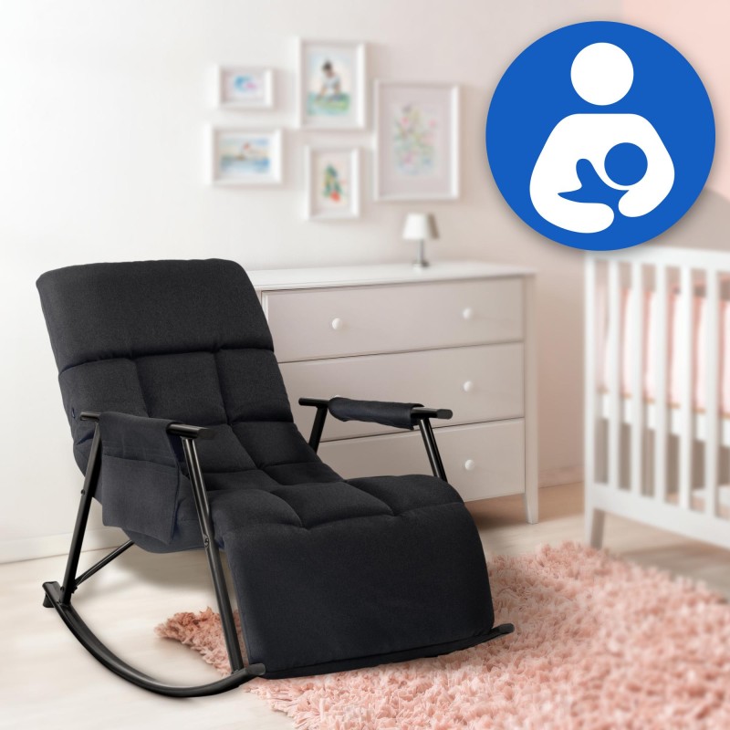 Silla mecedora de tela Cathy negro