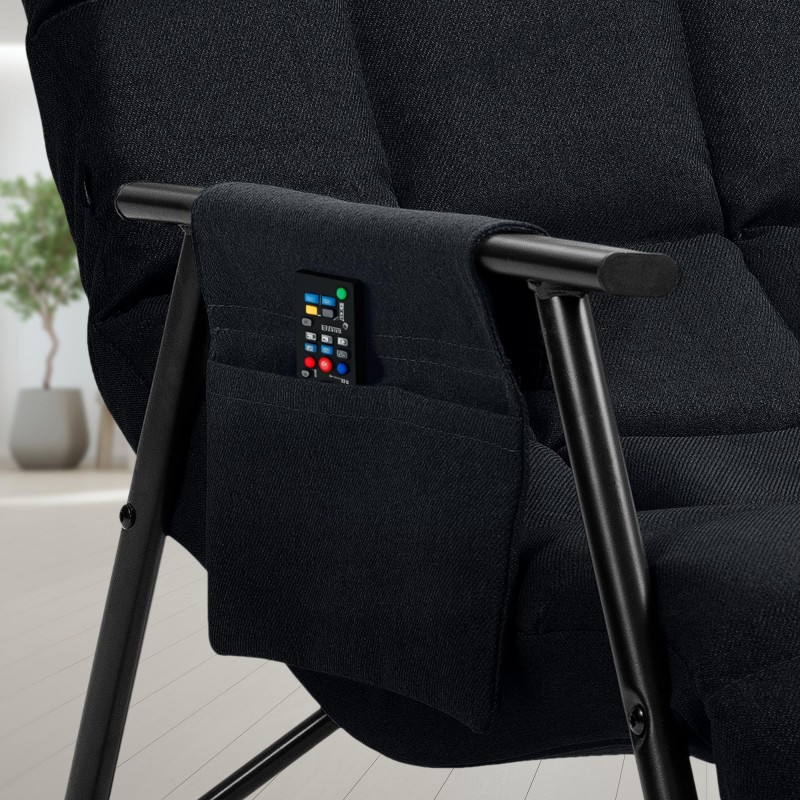 Silla mecedora de tela Cathy negro