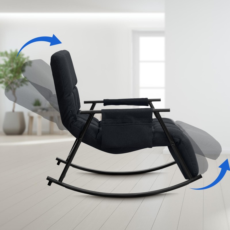 Silla mecedora de tela Cathy negro