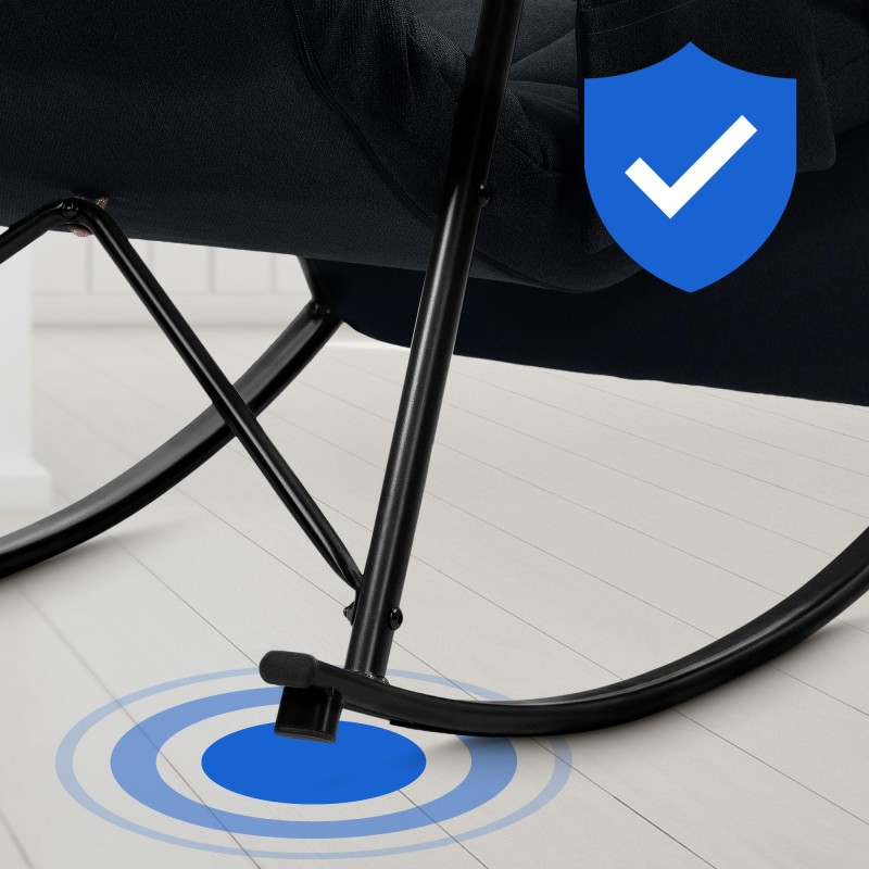 Silla mecedora de tela Cathy negro