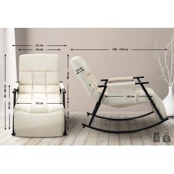 Silla mecedora de tela Cathy crema