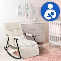 Silla mecedora de tela Cathy crema