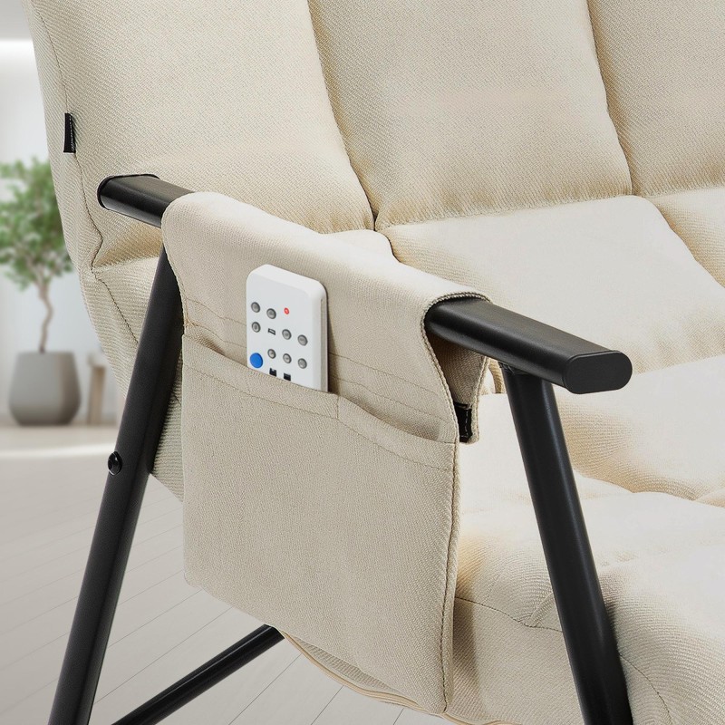 Silla mecedora de tela Cathy crema