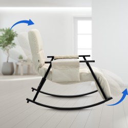 Silla mecedora de tela Cathy crema