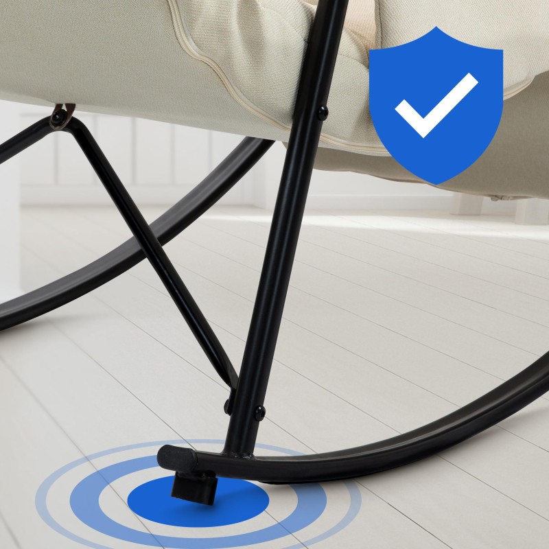 Silla mecedora de tela Cathy crema