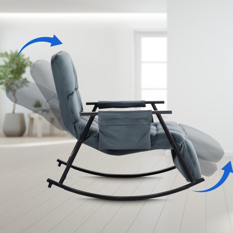 Sillón mecedor de terciopelo Cathy gris oscuro