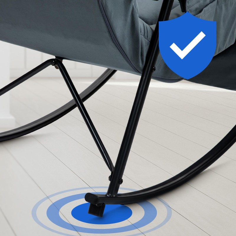 Sillón mecedor de terciopelo Cathy gris oscuro