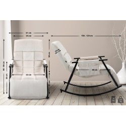 Sillón mecedor de terciopelo Cathy crema