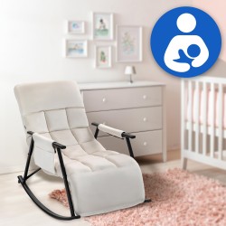 Sillón mecedor de terciopelo Cathy crema