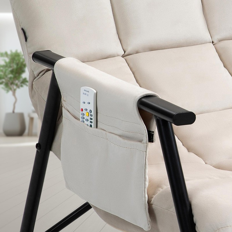 Sillón mecedor de terciopelo Cathy crema