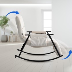 Sillón mecedor de terciopelo Cathy crema