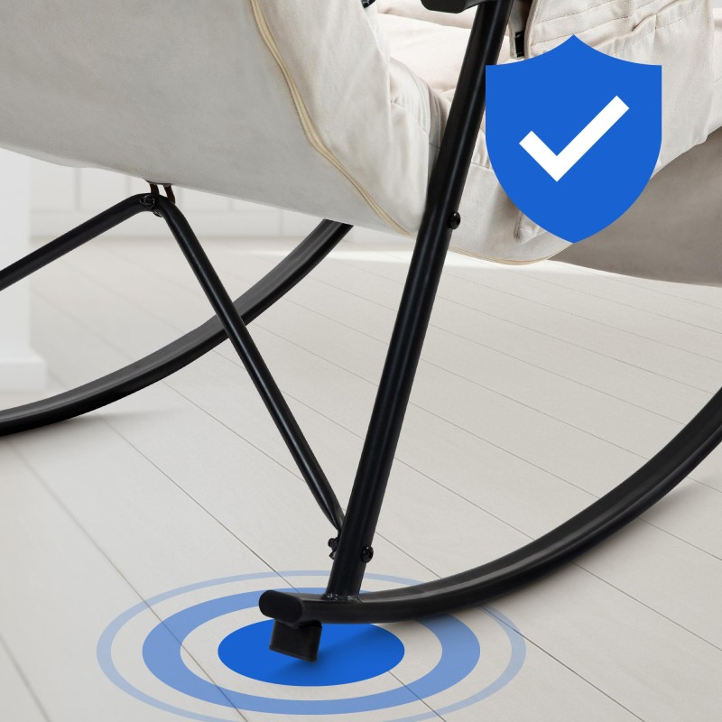 Sillón mecedor de terciopelo Cathy crema