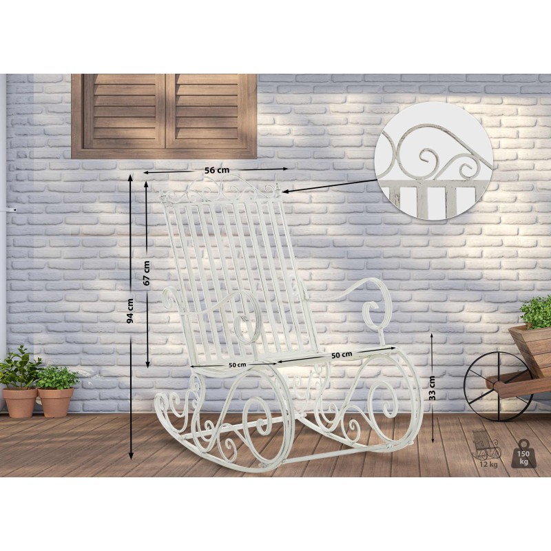 Silla mecedora Smilla blanco antiguo