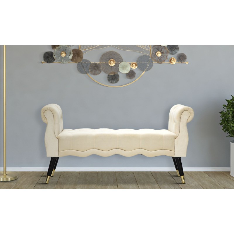 Banco Glam Paris color crema y dorado – Elegancia suprema 120x40x60